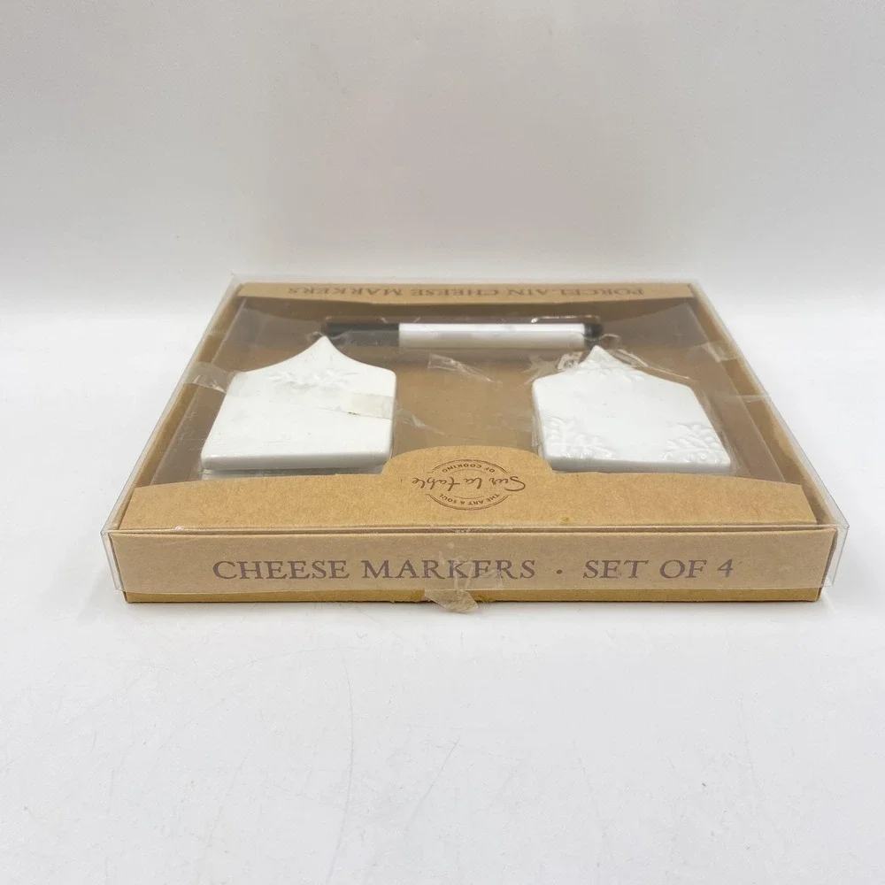 Sur La Table Porcelain Cheese Markers Set Of 4 With Pen‎